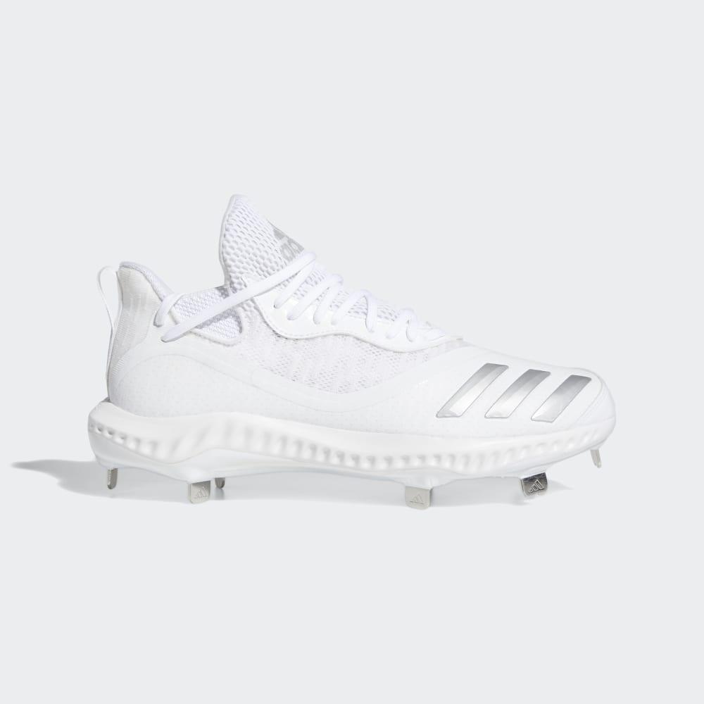 Adidas Men's Icon V Bounce Iced Out Baseball Cleats White/Silver Metal/Blue Ireland EE4132